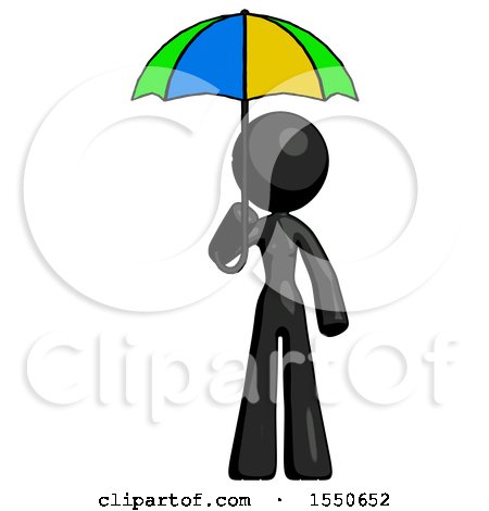 Black Design Mascot Woman Holding Umbrella Rainbow Colored by Leo Blanchette