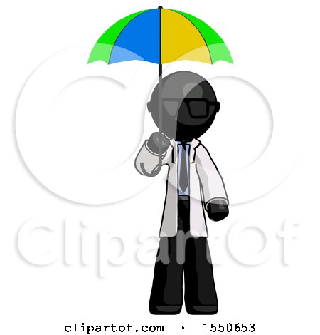 Black Doctor Scientist Man Holding Umbrella Rainbow Colored by Leo Blanchette