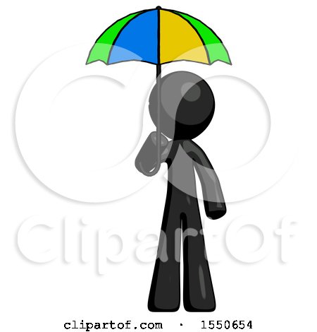 Black Design Mascot Man Holding Umbrella Rainbow Colored by Leo Blanchette