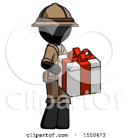 Black Explorer Ranger Man Giving a Present by Leo Blanchette
