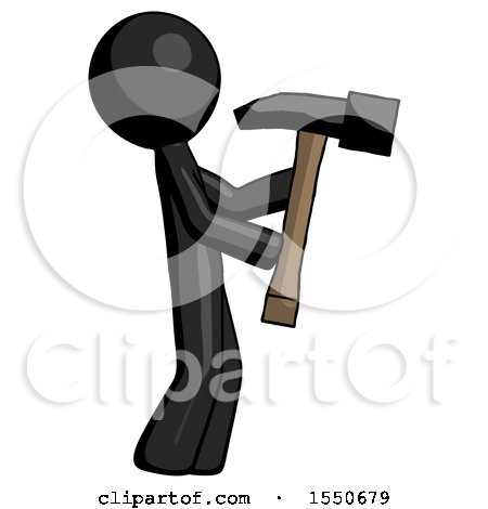 Black Design Mascot Man Hammering Something on the Right by Leo Blanchette
