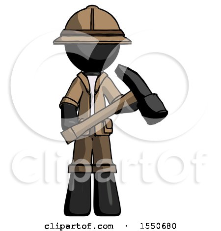 Black Explorer Ranger Man Holding Hammer Ready to Work by Leo Blanchette