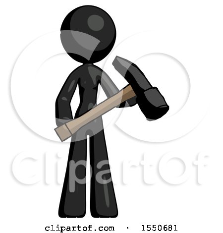 Black Design Mascot Woman Holding Hammer Ready to Work by Leo Blanchette