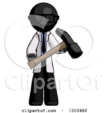 Black Doctor Scientist Man Holding Hammer Ready to Work by Leo Blanchette