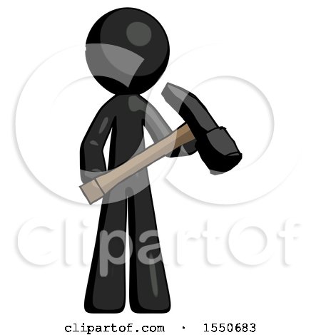 Black Design Mascot Man Holding Hammer Ready to Work by Leo Blanchette