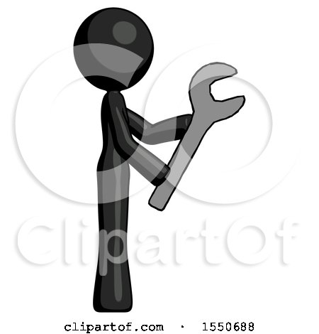 Black Design Mascot Woman Using Wrench Adjusting Something to Right by Leo Blanchette