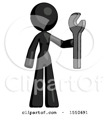Black Design Mascot Woman Holding Wrench Ready to Repair or Work by Leo Blanchette