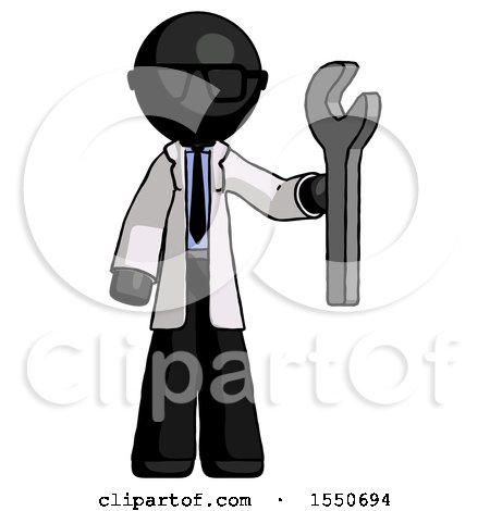 Black Doctor Scientist Man Holding Wrench Ready to Repair or Work by Leo Blanchette