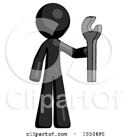 Black Design Mascot Man Holding Wrench Ready to Repair or Work by Leo Blanchette