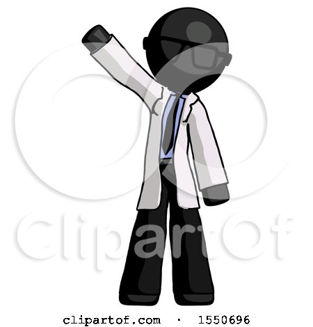 Black Doctor Scientist Man Waving Emphatically with Right Arm by Leo Blanchette