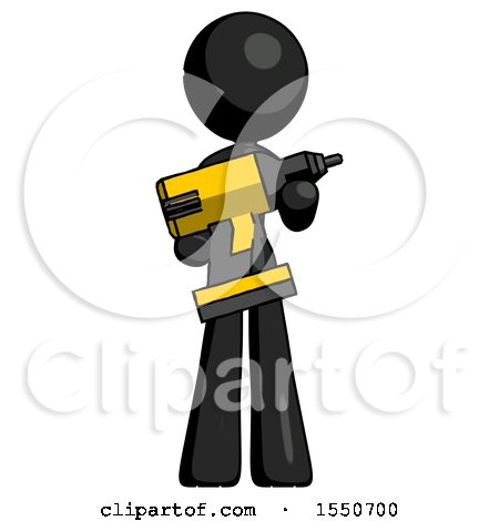 Black Design Mascot Woman Holding Large Drill by Leo Blanchette