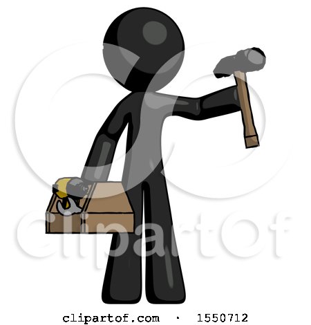 Black Design Mascot Man Holding Tools and Toolchest Ready to Work by Leo Blanchette