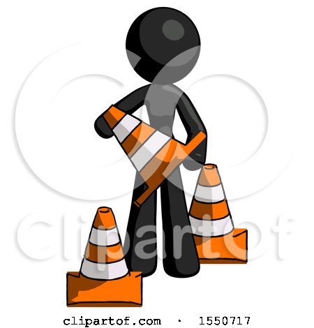 Black Design Mascot Woman Holding a Traffic Cone by Leo Blanchette