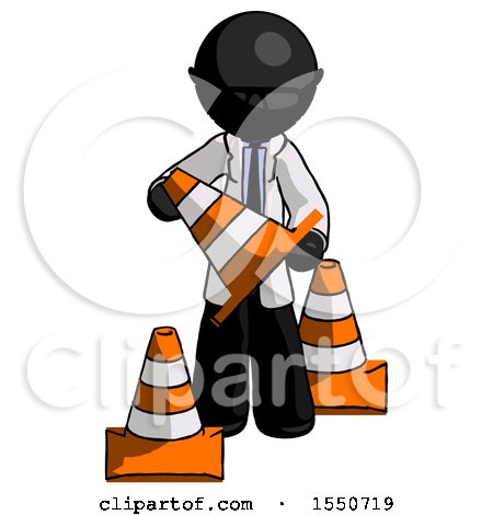 Black Doctor Scientist Man Holding a Traffic Cone by Leo Blanchette