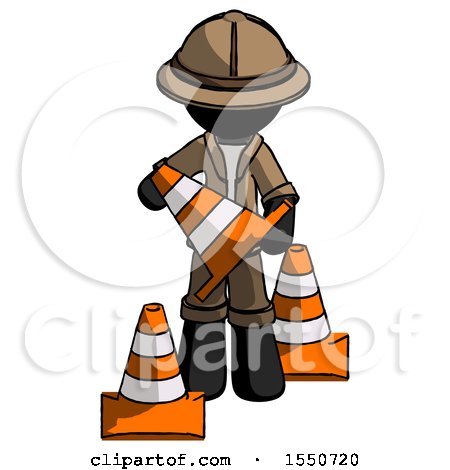 Black Explorer Ranger Man Holding a Traffic Cone by Leo Blanchette
