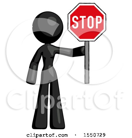 Black Design Mascot Woman Holding Stop Sign by Leo Blanchette