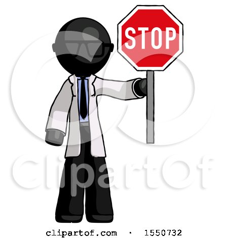 Black Doctor Scientist Man Holding Stop Sign by Leo Blanchette