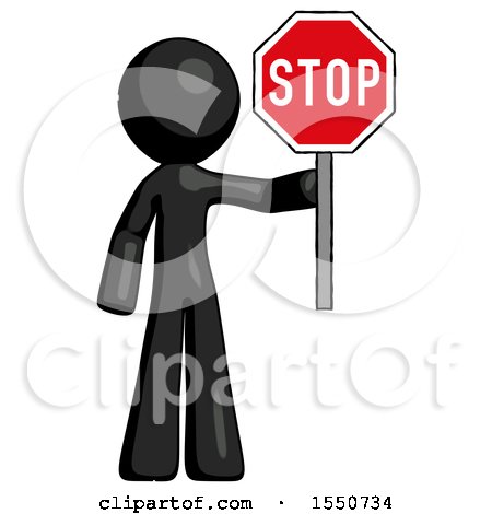 Black Design Mascot Man Holding Stop Sign by Leo Blanchette