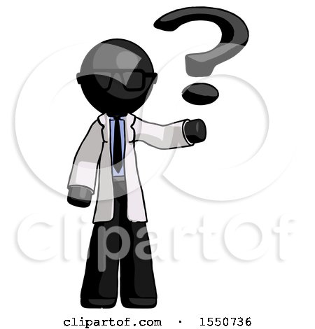 Black Doctor Scientist Man Holding Question Mark to Right by Leo Blanchette