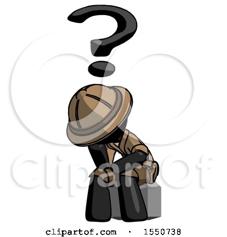 Black Explorer Ranger Man Thinker Question Mark Concept by Leo Blanchette