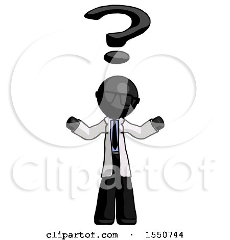 Black Doctor Scientist Man with Question Mark Above Head, Confused by Leo Blanchette