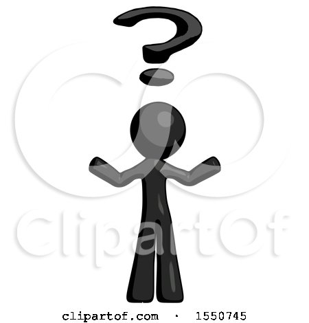 Black Design Mascot Man with Question Mark Above Head, Confused by Leo Blanchette