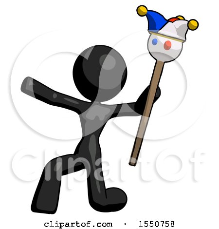 Black Design Mascot Woman Holding Jester Staff Posing Charismatically by Leo Blanchette