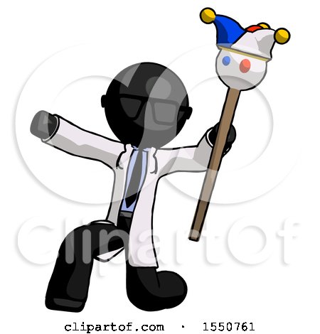 Black Doctor Scientist Man Holding Jester Staff Posing Charismatically by Leo Blanchette