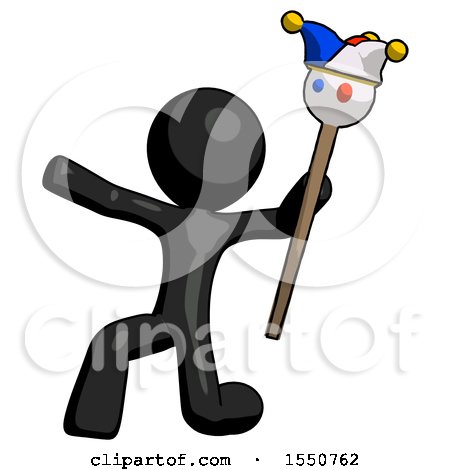 Black Design Mascot Man Holding Jester Staff Posing Charismatically by Leo Blanchette