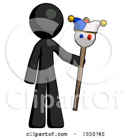 Black Design Mascot Man Holding Jester Staff by Leo Blanchette