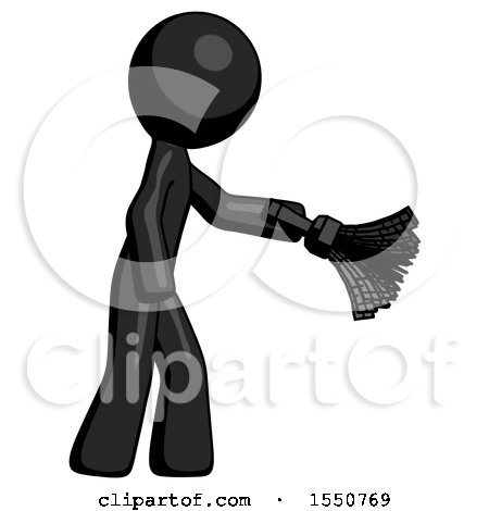 Black Design Mascot Man Dusting with Feather Duster Downwards by Leo Blanchette