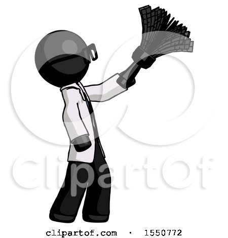 Black Doctor Scientist Man Dusting with Feather Duster Upwards by Leo Blanchette