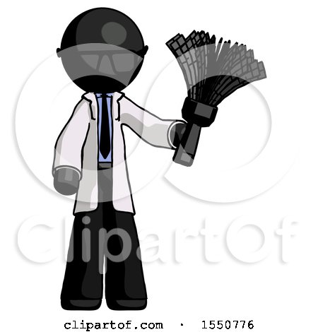 Black Doctor Scientist Man Holding Feather Duster Facing Forward by Leo Blanchette