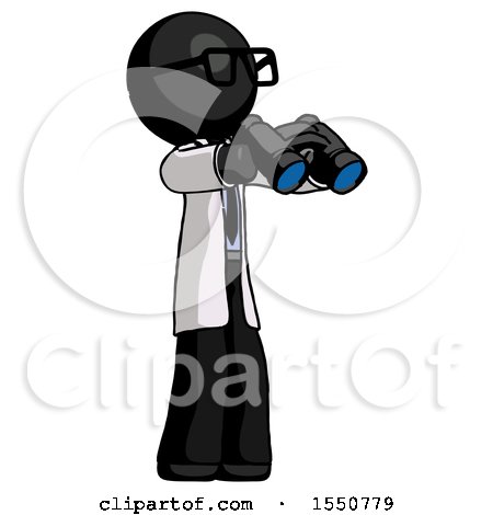 Black Doctor Scientist Man Holding Binoculars Ready to Look Right by Leo Blanchette