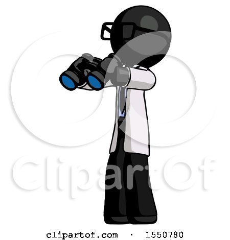 Black Doctor Scientist Man Holding Binoculars Ready to Look Left by Leo Blanchette