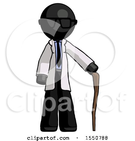 Black Doctor Scientist Man Standing with Hiking Stick by Leo Blanchette