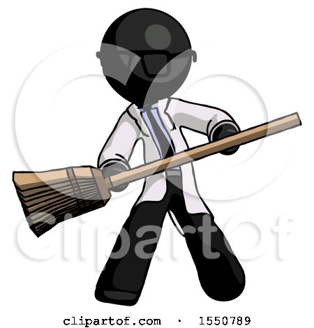 Black Doctor Scientist Man Broom Fighter Defense Pose by Leo Blanchette