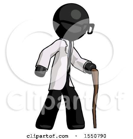 Black Doctor Scientist Man Walking with Hiking Stick by Leo Blanchette