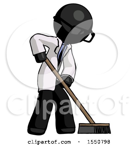 Black Doctor Scientist Man Cleaning Services Janitor Sweeping Side View by Leo Blanchette
