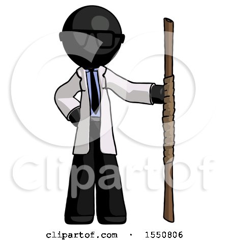 Black Doctor Scientist Man Holding Staff or Bo Staff by Leo Blanchette