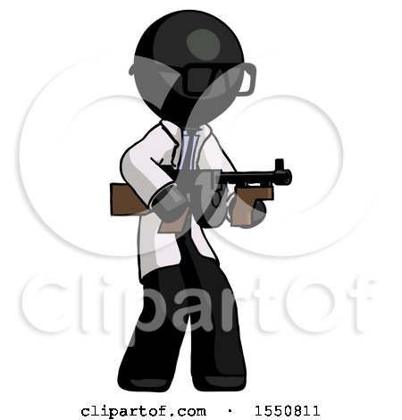 Black Doctor Scientist Man Tommy Gun Gangster Shooting Pose by Leo Blanchette
