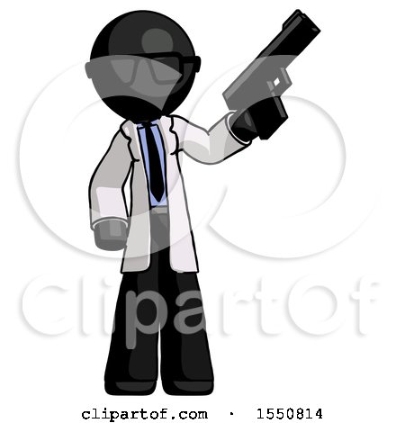 Black Doctor Scientist Man Holding Handgun by Leo Blanchette