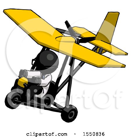 Black Doctor Scientist Man in Ultralight Aircraft Top Side View by Leo Blanchette