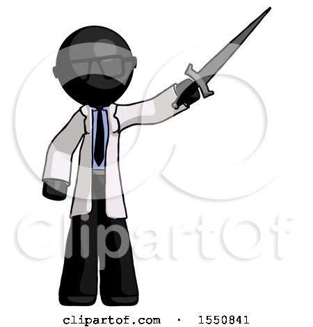 Black Doctor Scientist Man Holding Sword in the Air Victoriously by Leo Blanchette