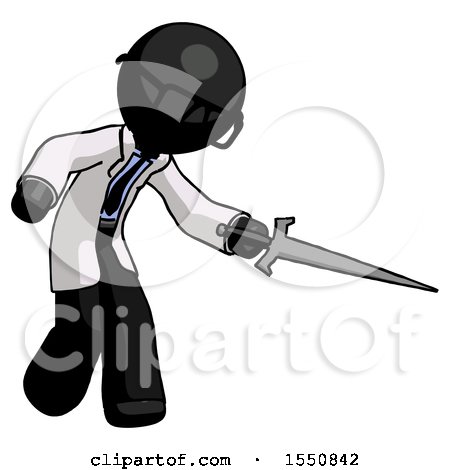 Black Doctor Scientist Man Sword Pose Stabbing or Jabbing by Leo Blanchette