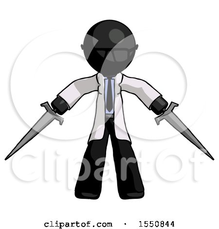 Black Doctor Scientist Man Two Sword Defense Pose by Leo Blanchette