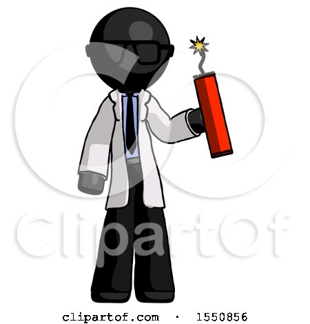 Black Doctor Scientist Man Holding Dynamite with Fuse Lit by Leo Blanchette