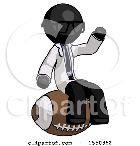 Black Doctor Scientist Man Sitting on Giant Football by Leo Blanchette