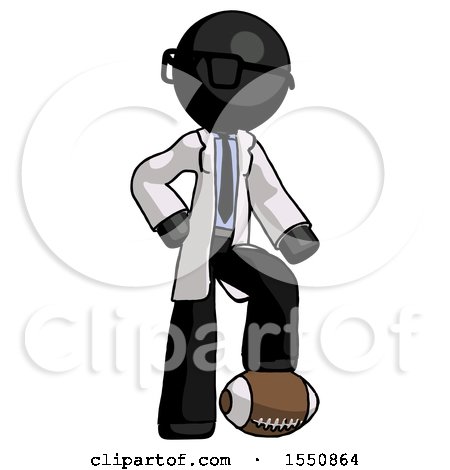 Black Doctor Scientist Man Standing with Foot on Football by Leo Blanchette