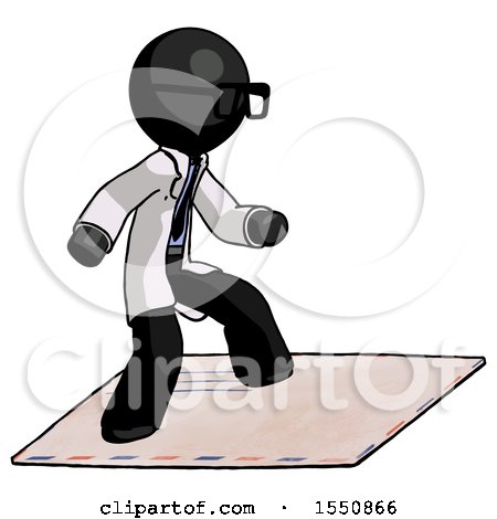 Black Doctor Scientist Man on Postage Envelope Surfing by Leo Blanchette